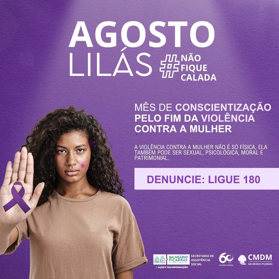 Campanha Agosto Lilás vai debater violência doméstica em Balneário