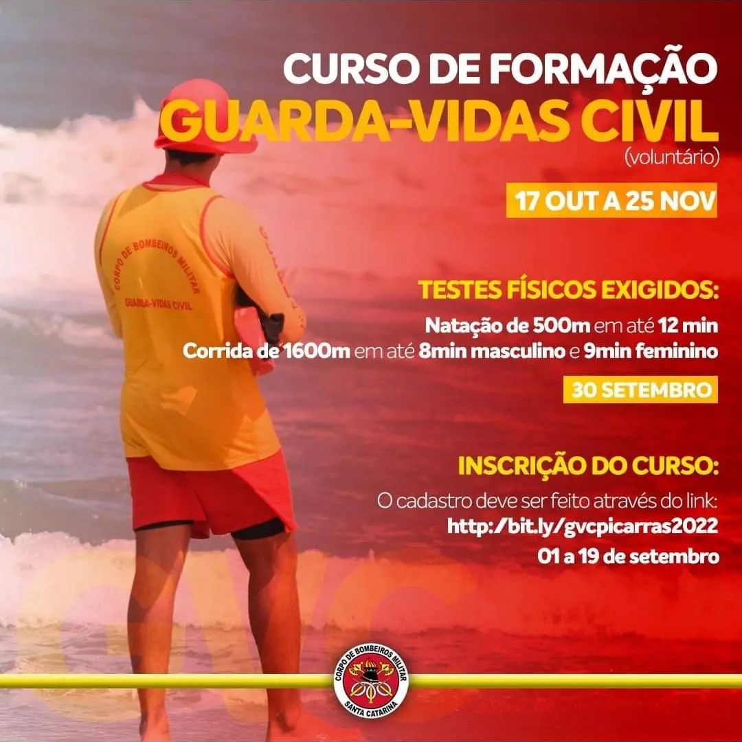 Inscrições Abertas Para O Curso De Guarda Vidas Civil Voluntário 2022 Em Balneário Piçarras E 