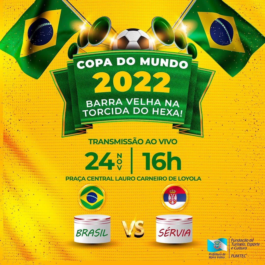 Prefeitura de Barra Velha irá transmitir o jogo entre Brasil e