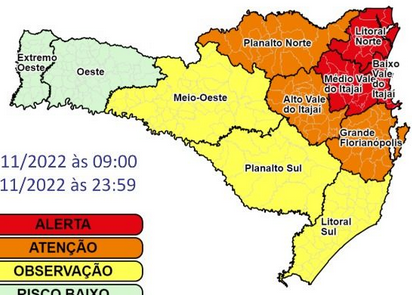 Defesa Civil Santa Catarina - OBSERVAÇÃO - 14/01 20:40 - CHUVA PERSISTENTE  de intensidade moderada para as regiões do Litoral Norte, Grande  Florianópolis e Baixo Vale do Itajaí nas próximas 3 horas. Ocorrências  ligue 199 ou 193.