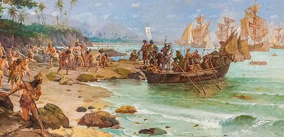 Desembarque de Pedro Álvares Cabral em Porto Seguro em 1500 — Foto Oscar Pereira da SilvaReprodução