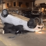[VÍDEO] Carro capota em rua do Gravatá de Penha na noite deste domingo