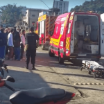 [VÍDEO] Simulado de incêndio agitou Centro de Penha nesta quarta-feira