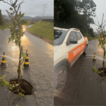 Penha: cratera subterrânea provoca interrupção do trânsito em alça de acesso do viaduto da Santa Lídia à rodovia Transbeto